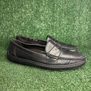 Bragano Penny Loafer Leather Slip On Moccasin Dress Shoes Black Mens Size 8.5 M